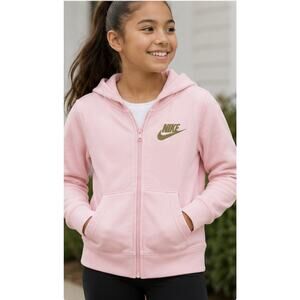 Nike Girls Full Zip Hoodie Large Pink Sweatshirt